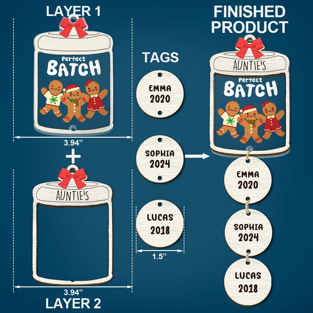 Grandma Grandpa Mom Dad Perfect Patch Cookies - Personalized Mix Ornament With Wooden Tag ORNA1210