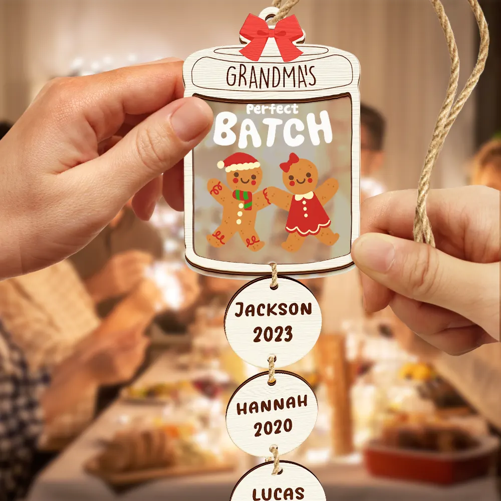 Grandma Grandpa Mom Dad Perfect Patch Cookies - Personalized Mix Ornament With Wooden Tag ORNA1210