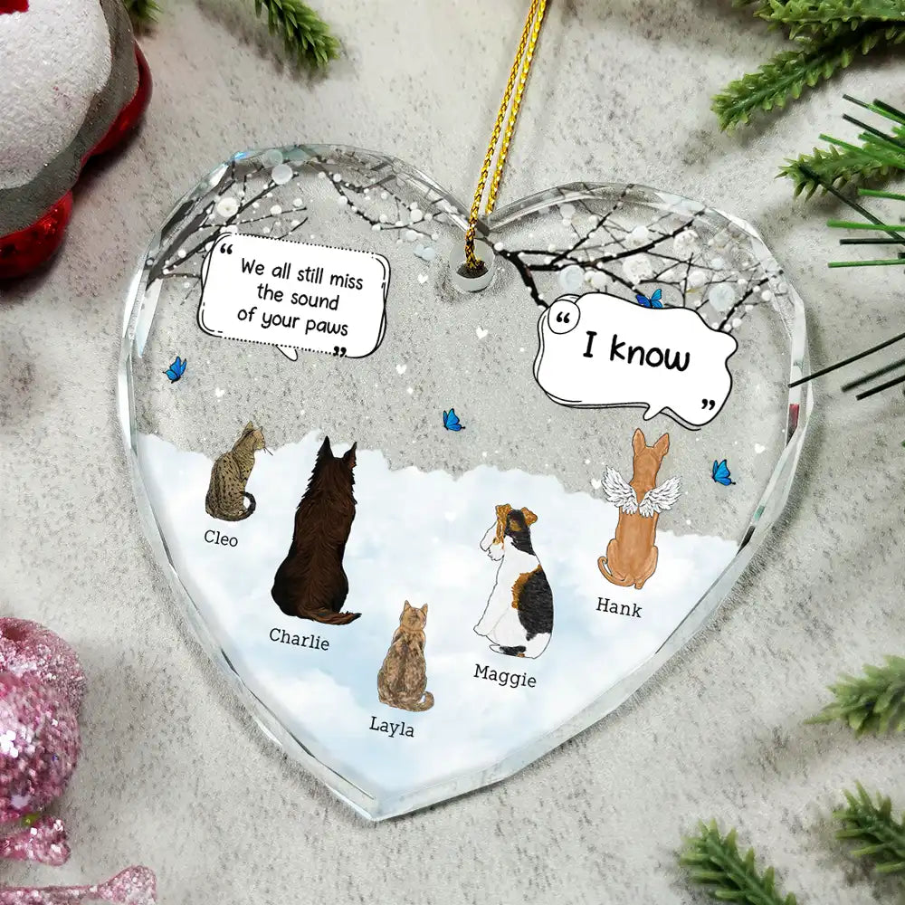 They Still Talk About You Memorial Dog Cat - Personalized Heart Shaped Glass Ornament ORNA1210