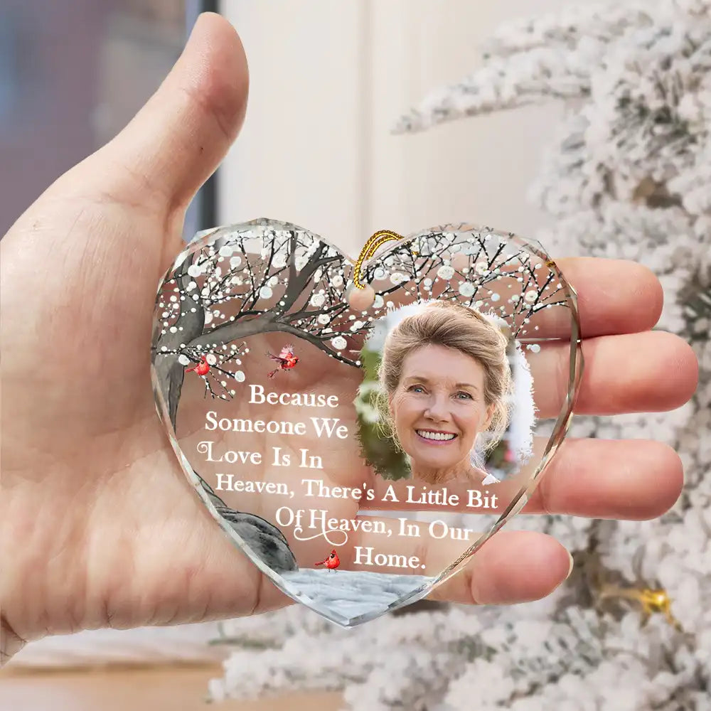 Custom Photo I'm Always With You Memorial - Personalized Heart Shaped Glass Ornament ORNA1210