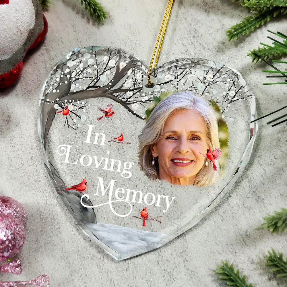 Custom Photo I'm Always With You Memorial - Personalized Heart Shaped Glass Ornament ORNA1210