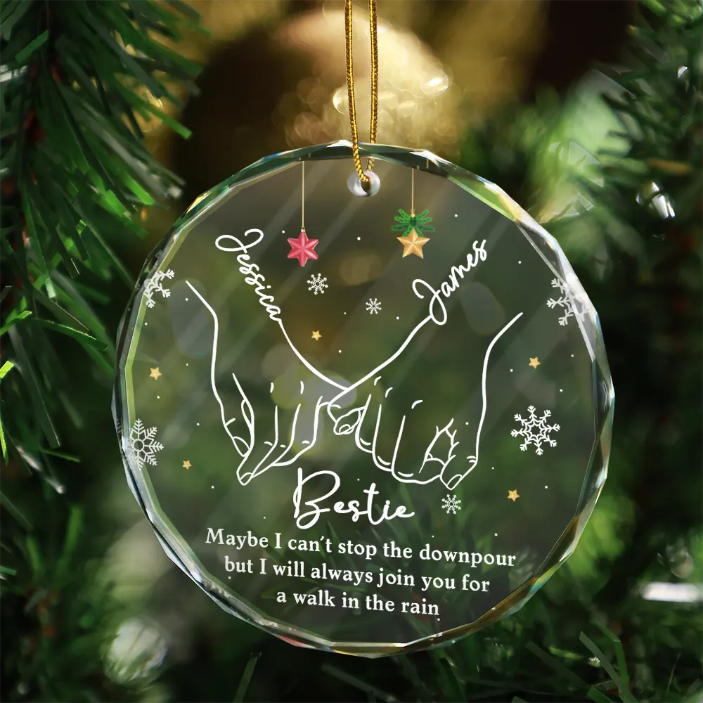 Bestie Sister I Promise You - Personalized Circle Glass Ornament ORNA1210