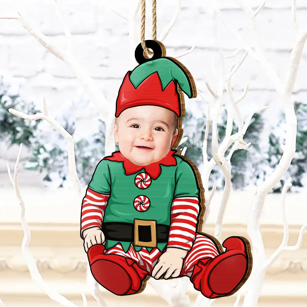 Custom Photo Baby Christmas Costumes - Personalized Wooden Cutout Ornament ORNA1210