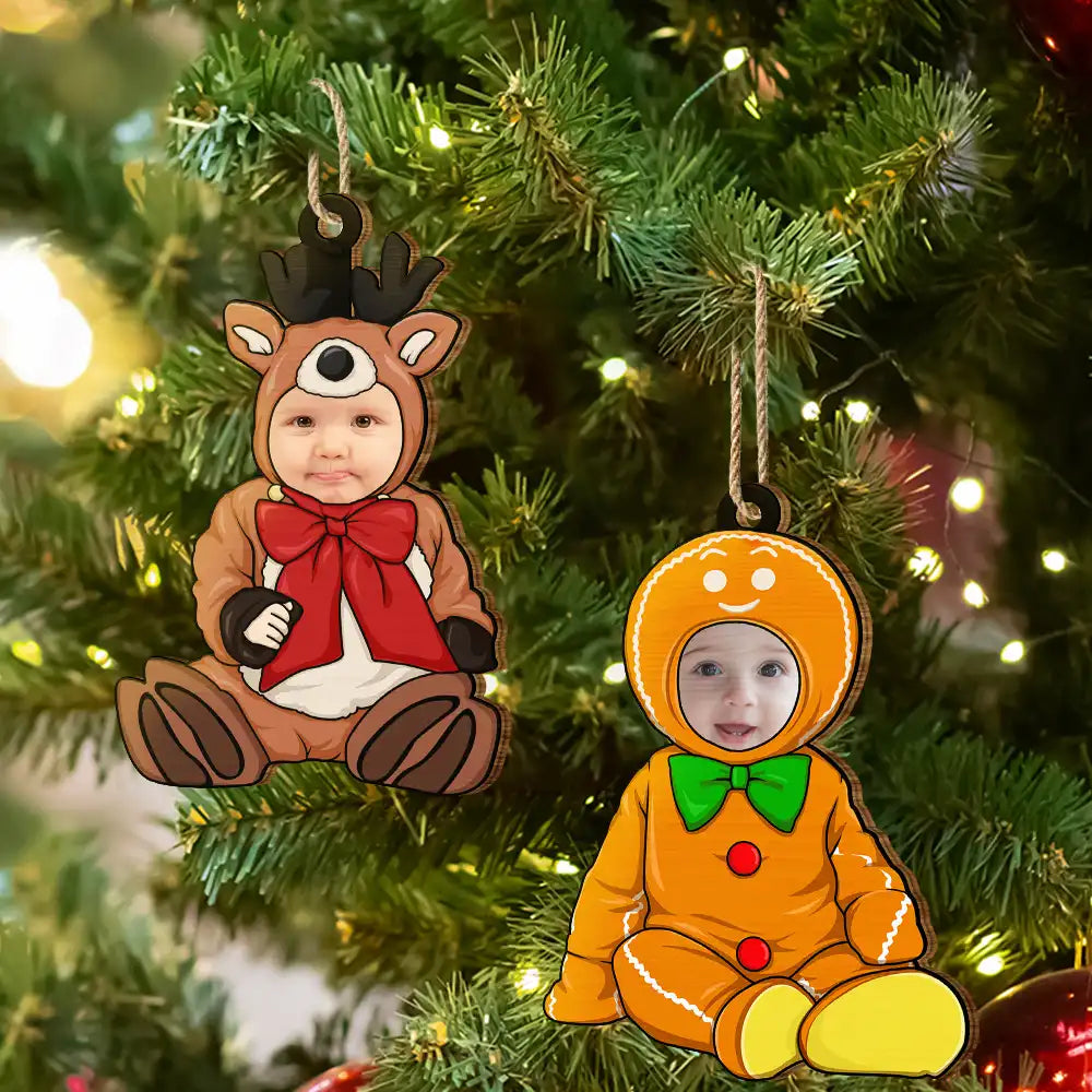 Custom Photo Baby Christmas Costumes - Personalized Wooden Cutout Ornament ORNA1210