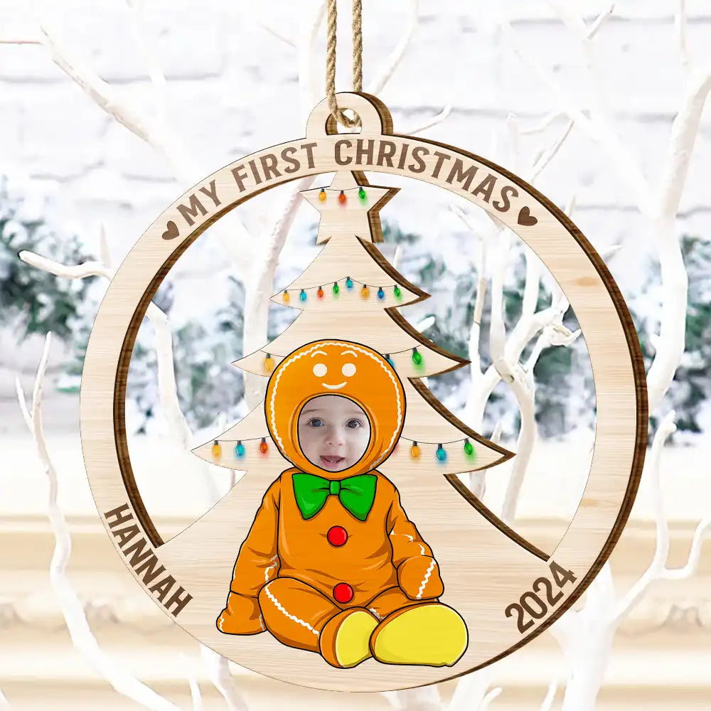 Custom Photo Baby's First Christmas Costumes - Personalized Wooden Cutout Ornament ORNA1210