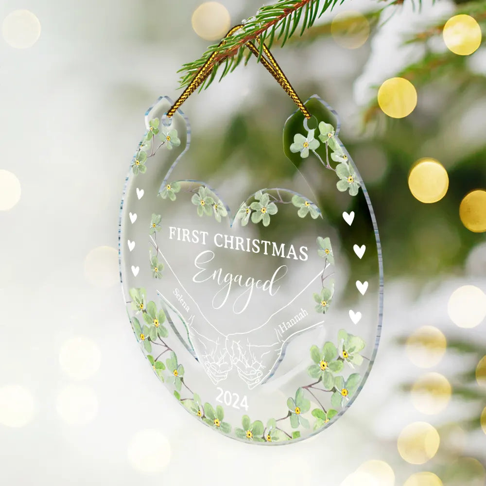 Lucky Horseshoe Holding Hands First Christmas - Personalized Cutout Acrylic Ornament ORNA1210