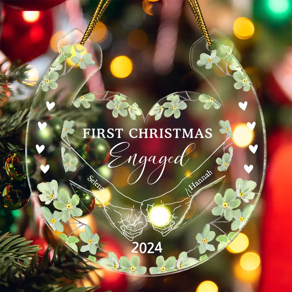 Lucky Horseshoe Holding Hands First Christmas - Personalized Cutout Acrylic Ornament ORNA1210