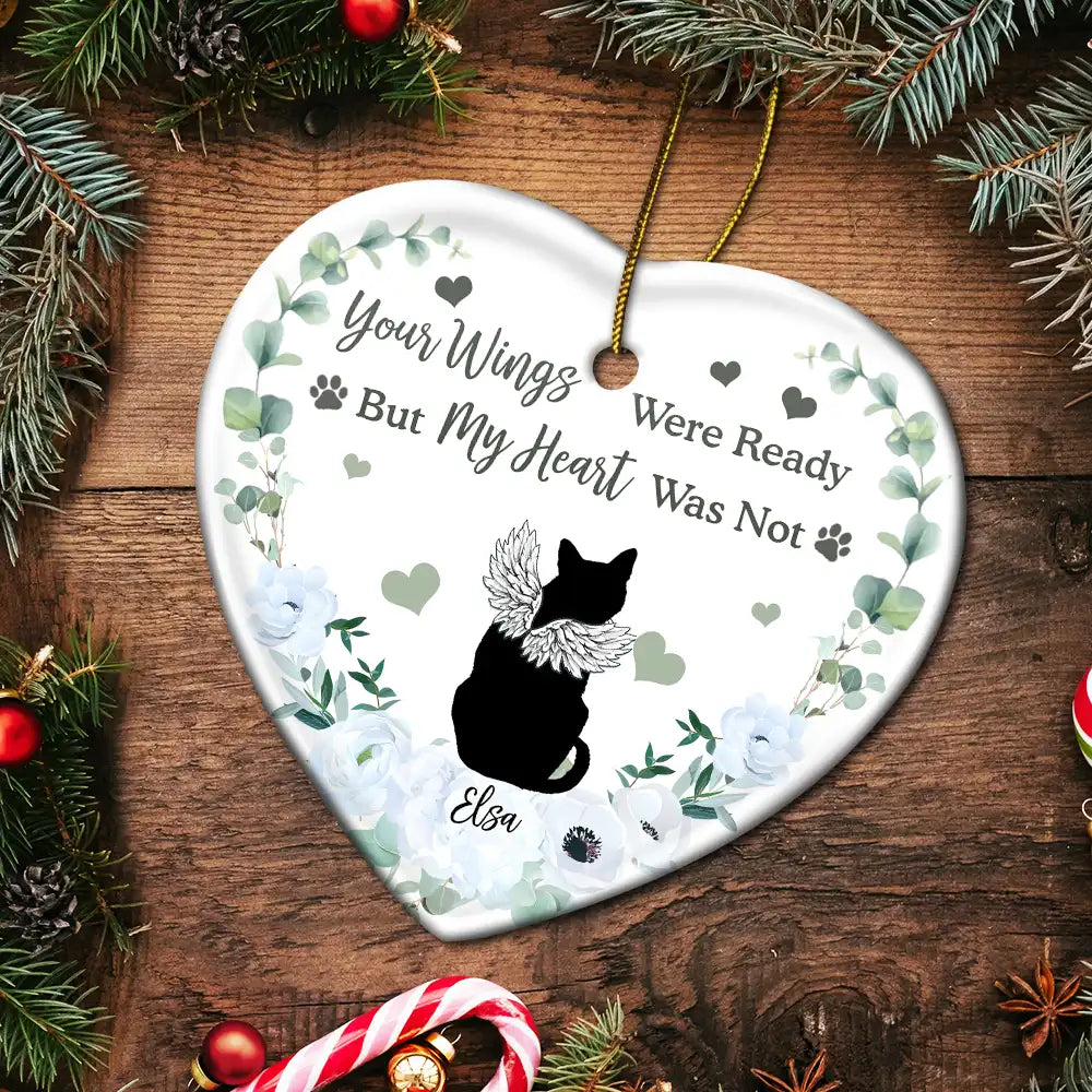 Memorial Not All Angels Have Wings Some Have Whiskers - Personalized Heart Ceramic Ornament ORNA1210