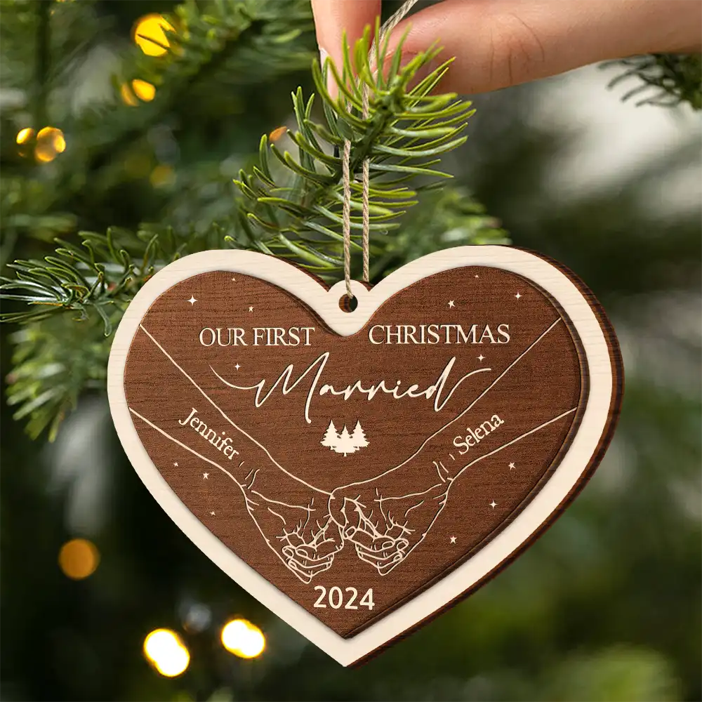 First Christmas As A Couple - Personalized 2-Layered Wooden Ornament ORNA1210