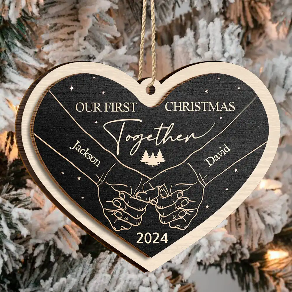 First Christmas As A Couple - Personalized 2-Layered Wooden Ornament ORNA1210