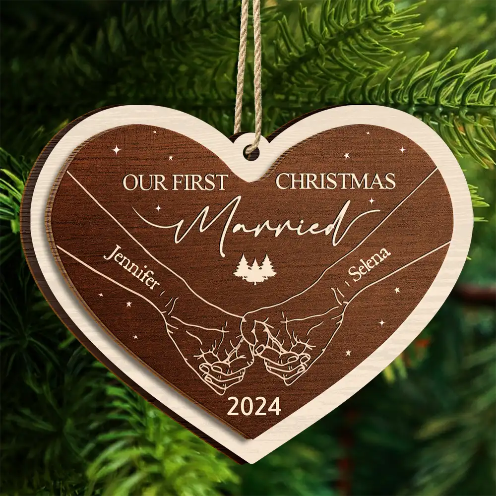 First Christmas As A Couple - Personalized 2-Layered Wooden Ornament ORNA1210