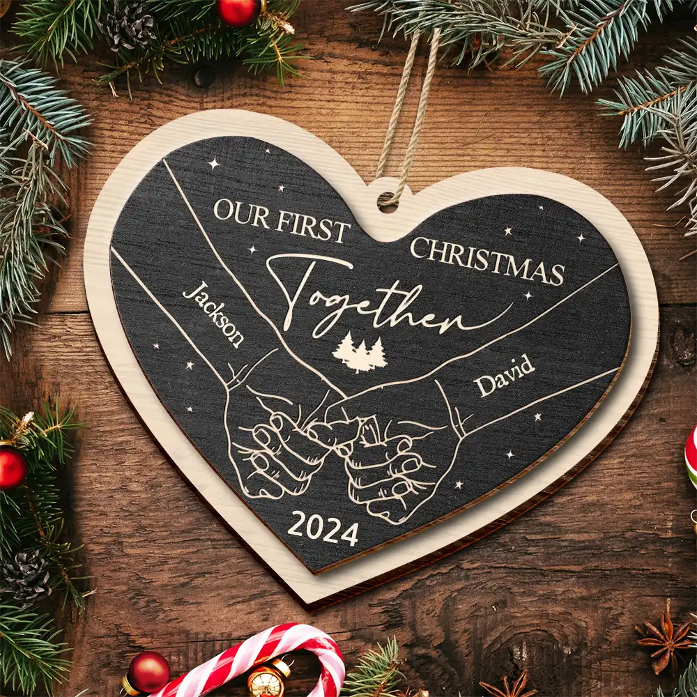 First Christmas As A Couple - Personalized 2-Layered Wooden Ornament ORNA1210