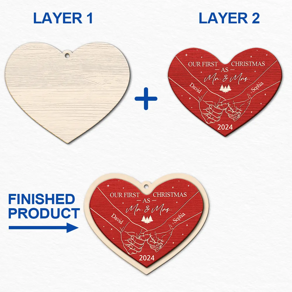 First Christmas As A Couple - Personalized 2-Layered Wooden Ornament ORNA1210