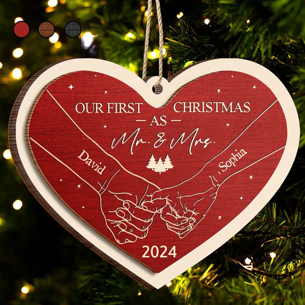 First Christmas As A Couple - Personalized 2-Layered Wooden Ornament ORNA1210