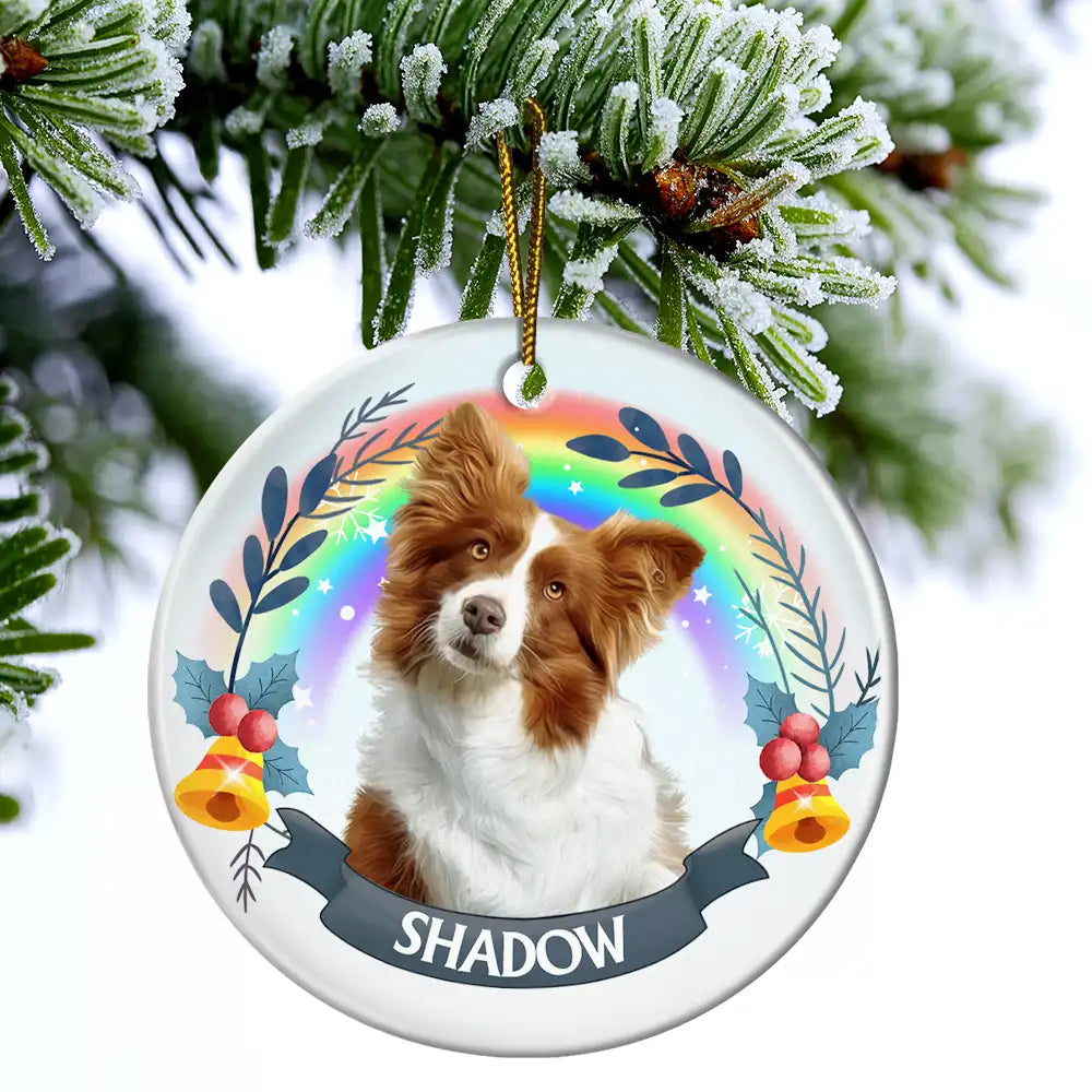 Custom Photo Pet Face Christmas Dog Cat - Personalized Circle Ceramic Ornament ORNA1210