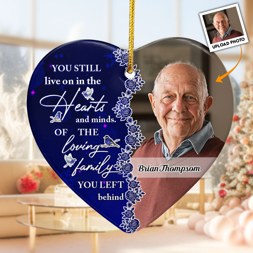 You Still Live On In The Hearts And Minds Ver 2 - Personalized Ceramic Photo Ornament ORN0810