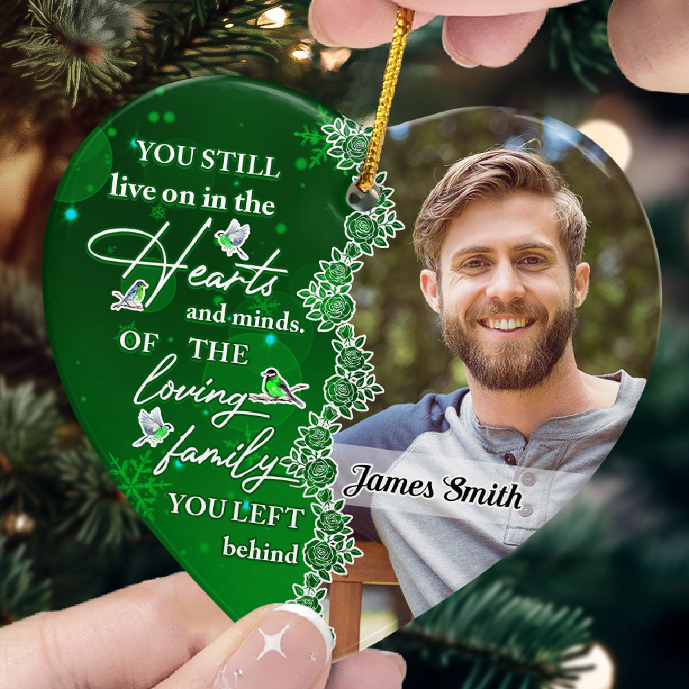 You Still Live On In The Hearts And Minds Ver 2 - Personalized Ceramic Photo Ornament ORN0810