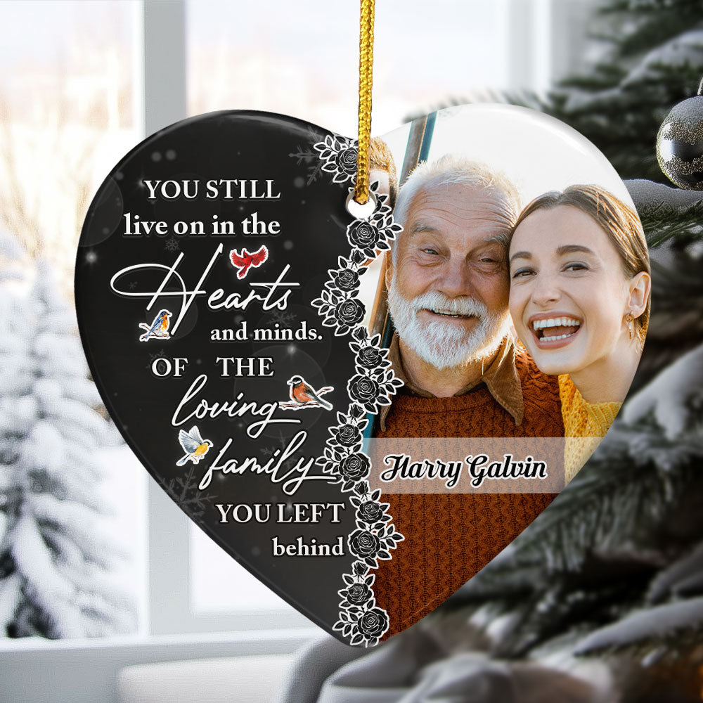 You Still Live On In The Hearts And Minds Ver 2 - Personalized Ceramic Photo Ornament ORN0810