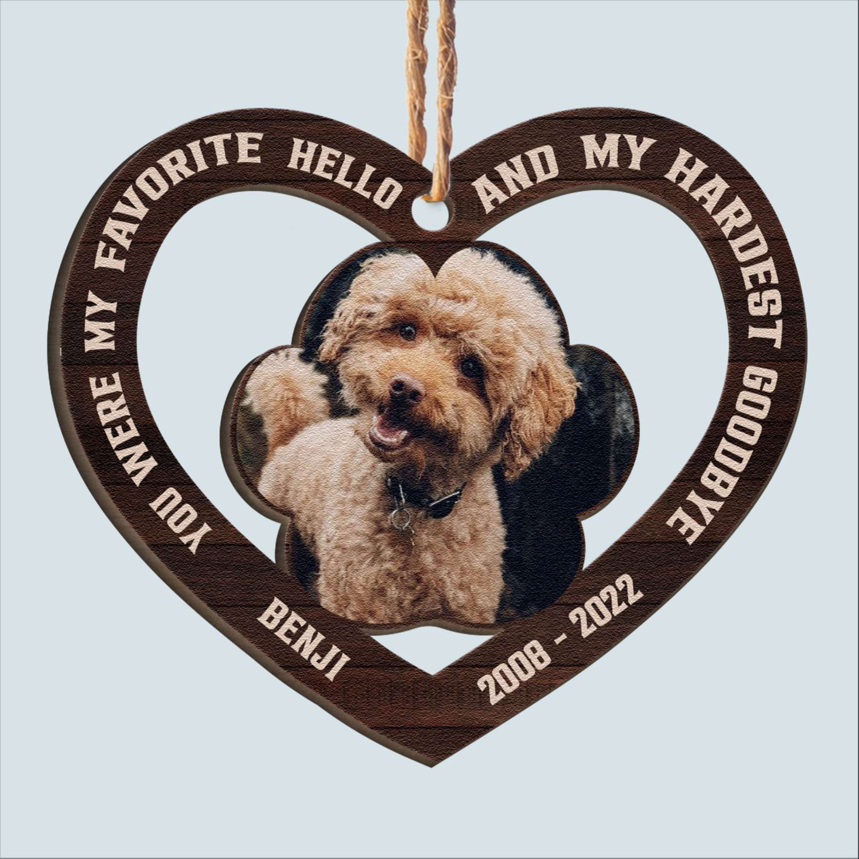 You Were My Favorite Hello And My Hardest Goodbye  - Personalized Custom Shaped Wooden Ornament ORN0810