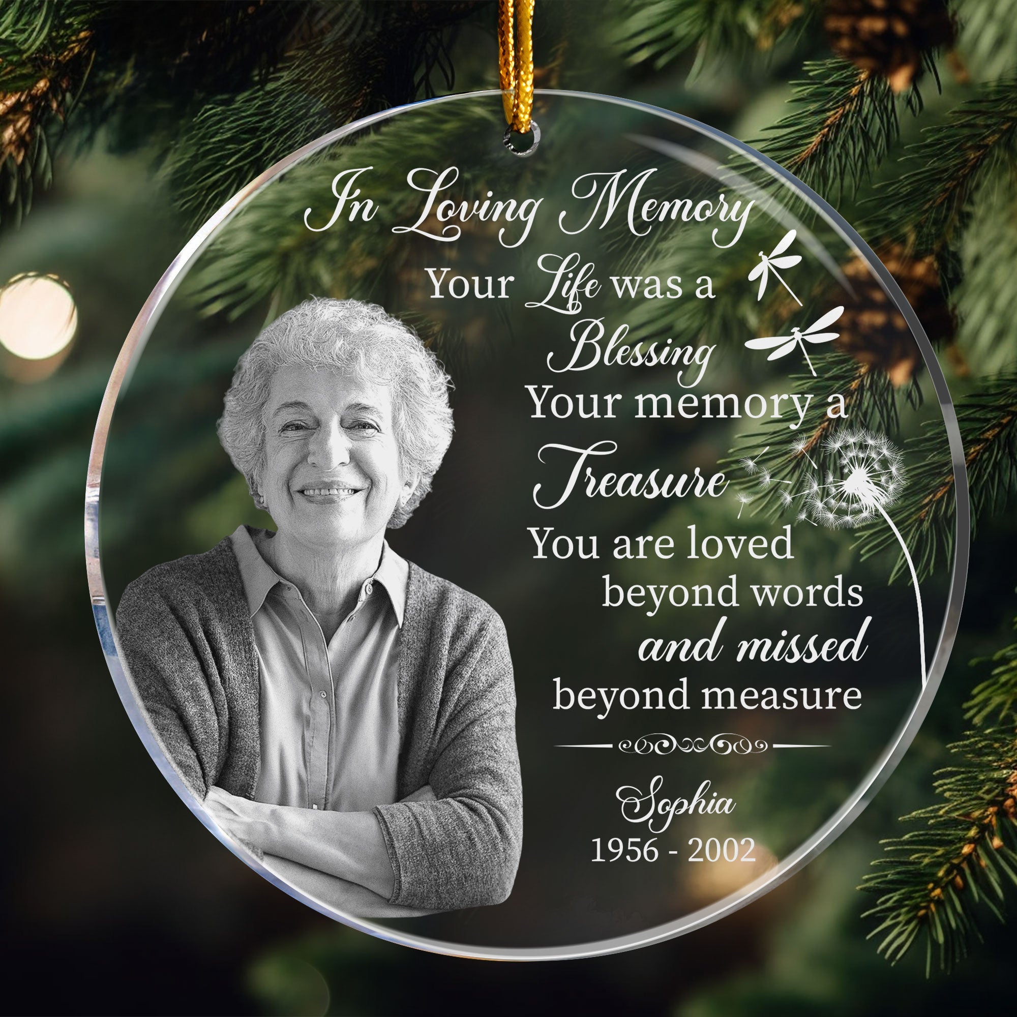 Your Life Was A Blessing Your Memory A Treasure - Personalized Acrylic Photo Ornament ORNA1210