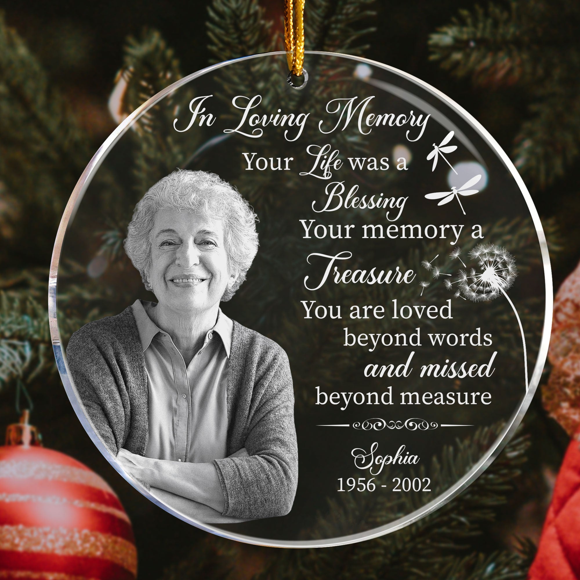 Your Life Was A Blessing Your Memory A Treasure - Personalized Acrylic Photo Ornament ORN0810