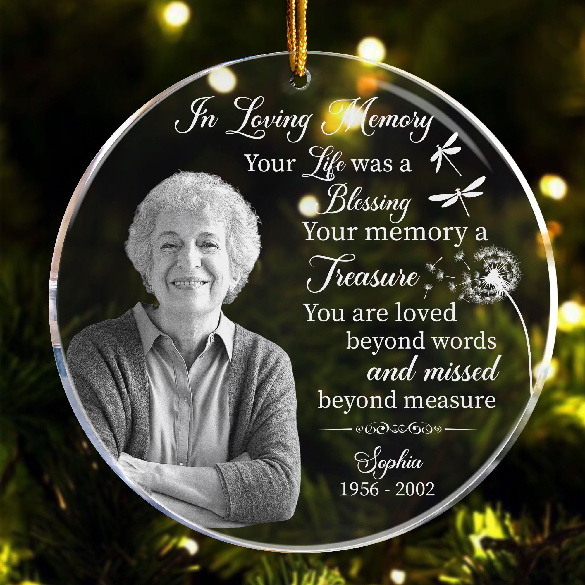 Your Life Was A Blessing Your Memory A Treasure - Personalized Acrylic Photo Ornament ORN0810