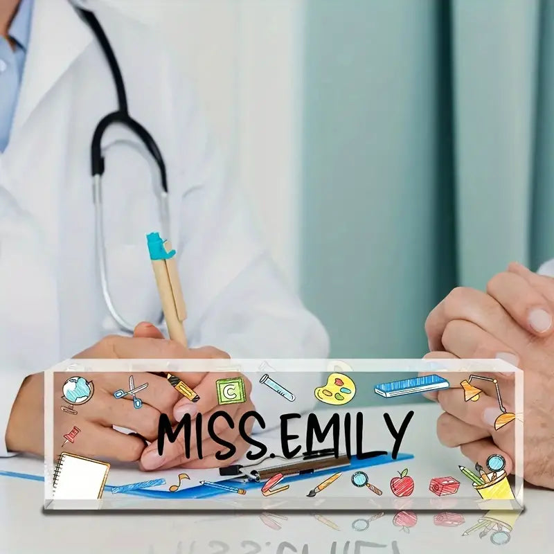 Personalized Acrylic Desk Nameplate: Miss Emily, Perfect for Office D?cor, TC31J7