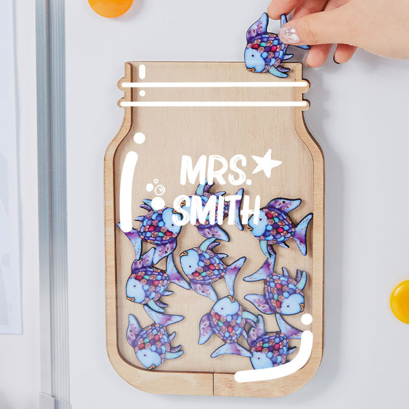 Personalized Fill The Jar With Purple Fish Teacher Reward Jar rejar