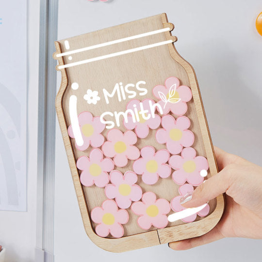 Personalized Fill The Jar With Pink Little Flowers Teacher Reward Jar rejar