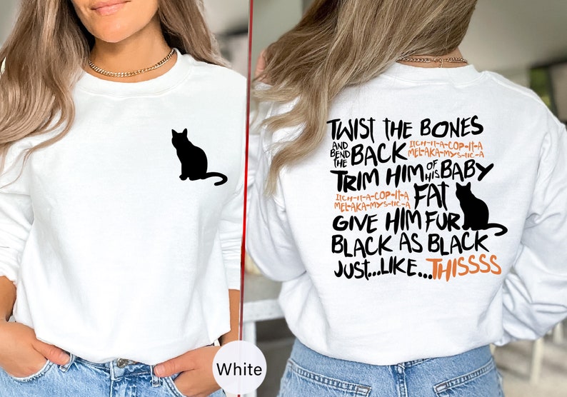 Halloween Cat Sweatshirt and Hoodie, Twist The Bones Sweatshirt Gift For Halloween, Black Cat Shirt, Halloween Clothing, Hocus Pocus