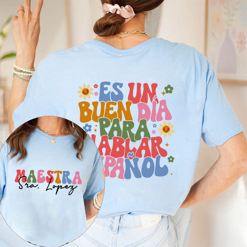 Personalized Latina Bilingual Teacher Two Sided T-Shirt 2MAT88