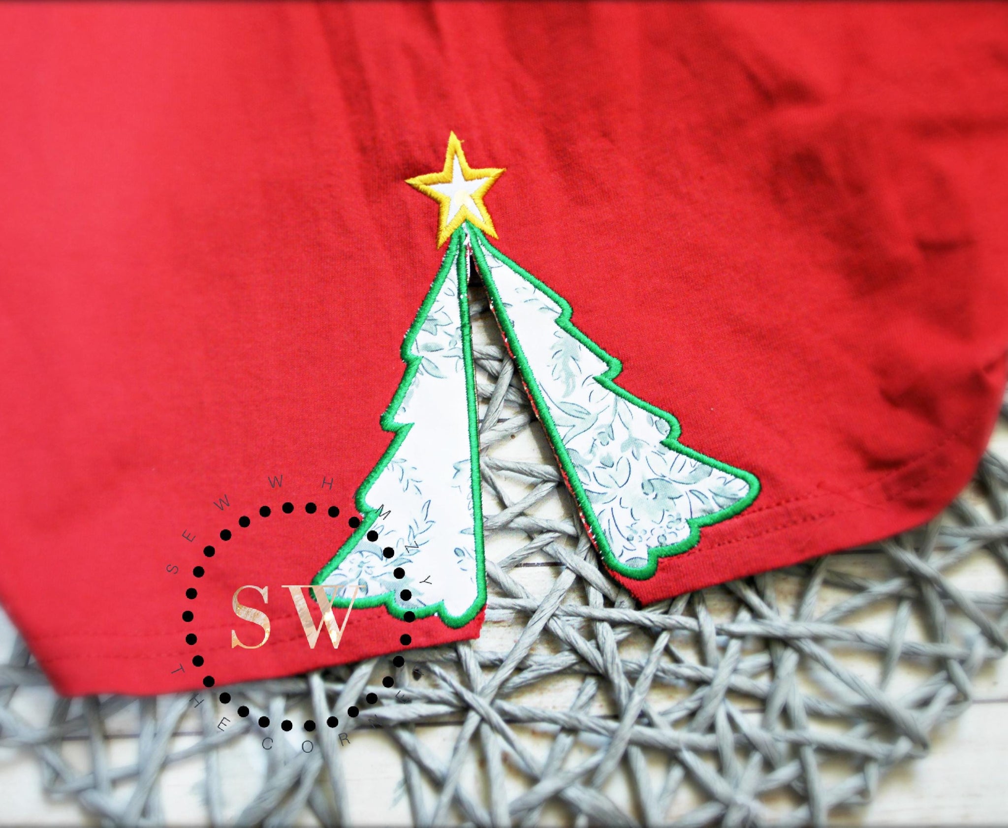 Add on Side Christmas Tree sweatshirt- Side Bow Applique- Add on embroidery- Side Bow embroidery- Side Tree- Christmas bow applique add on ESIBOW