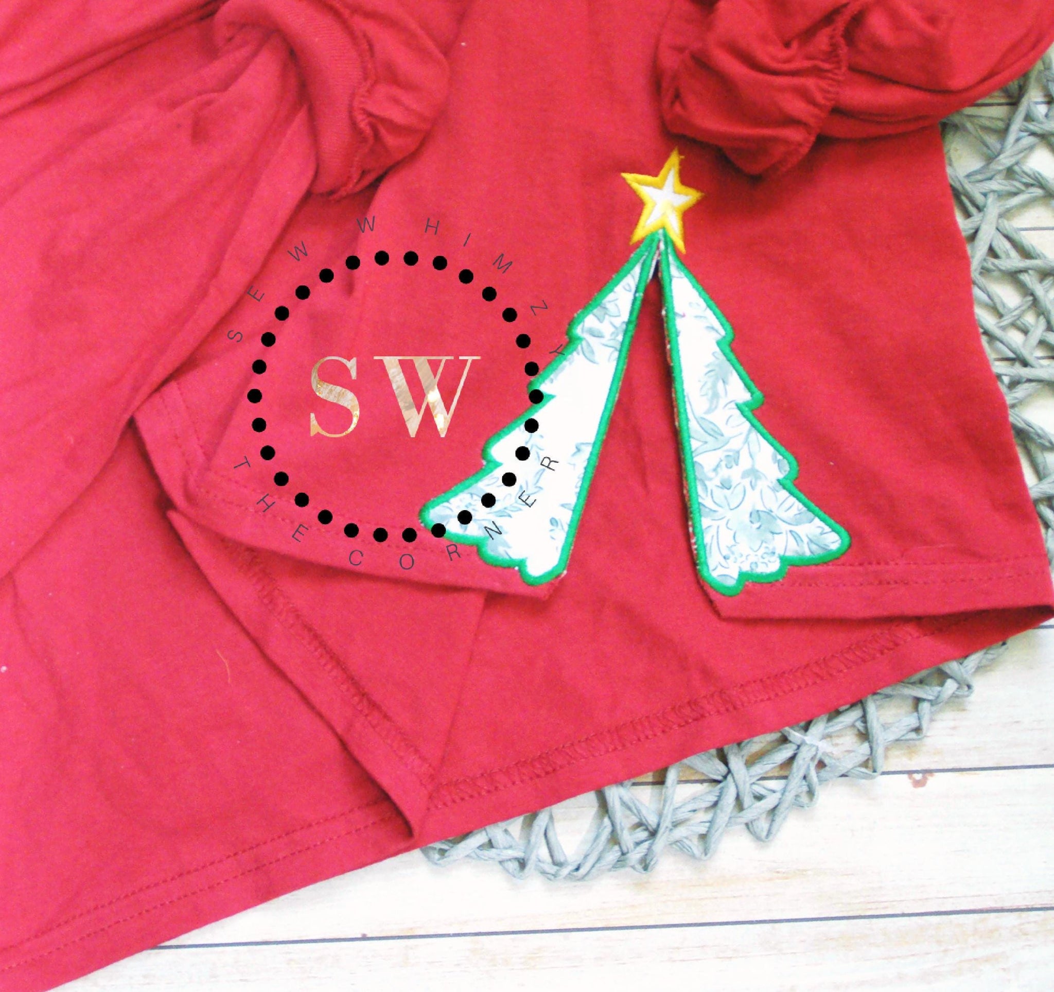 Add on Side Christmas Tree sweatshirt- Side Bow Applique- Add on embroidery- Side Bow embroidery- Side Tree- Christmas bow applique add on ESIBOW