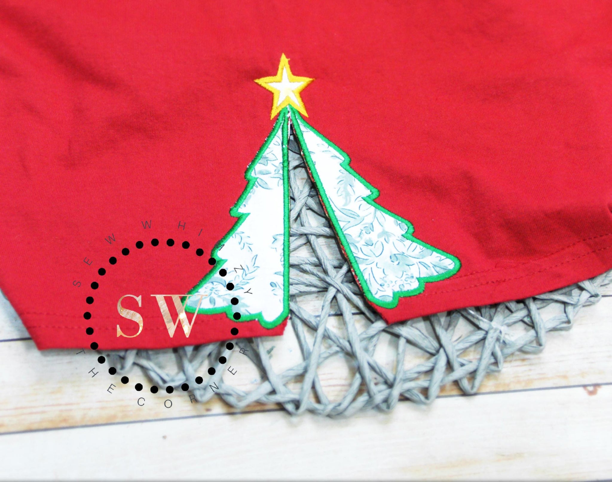 Add on Side Christmas Tree sweatshirt- Side Bow Applique- Add on embroidery- Side Bow embroidery- Side Tree- Christmas bow applique add on ESIBOW