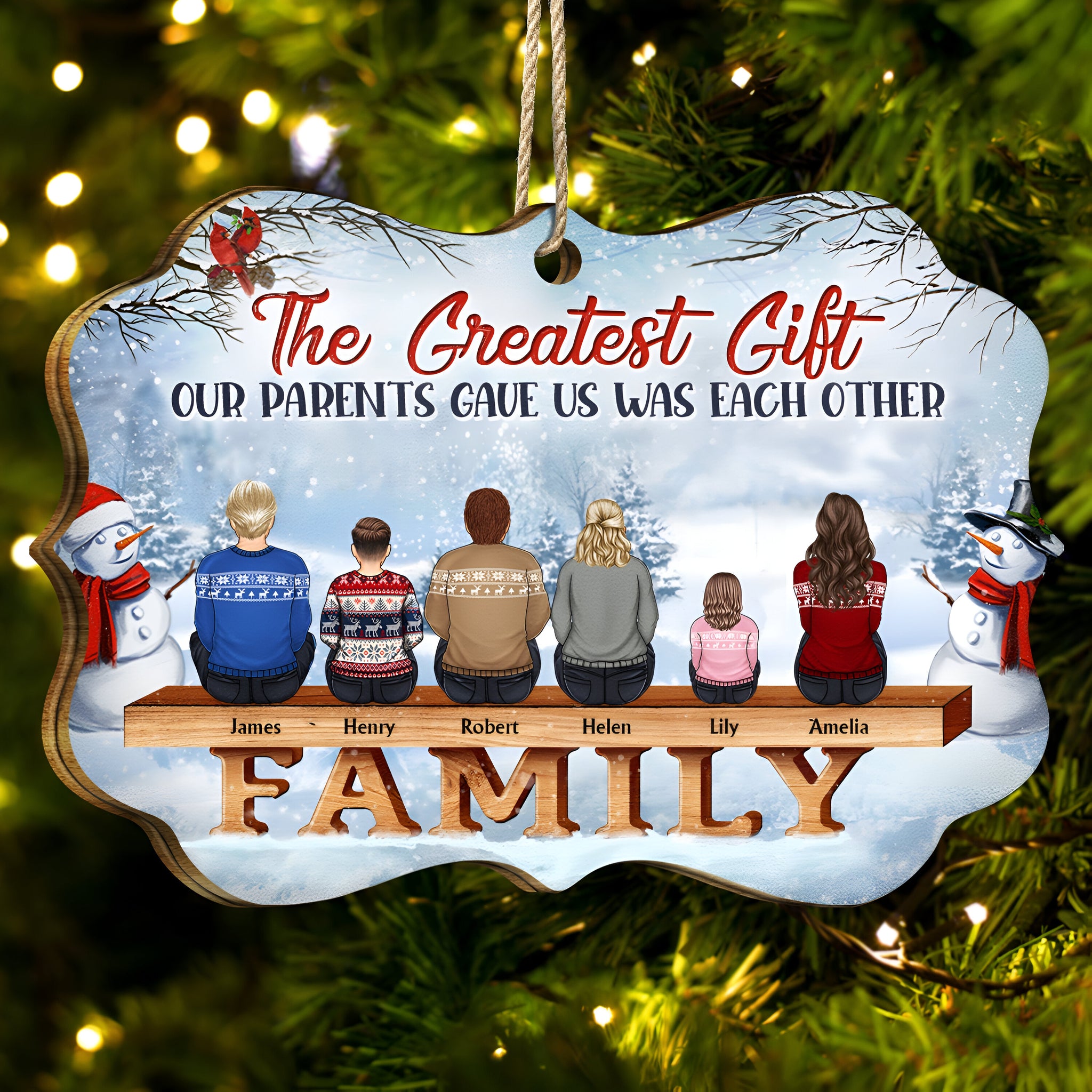 All Family The Greatest Gift Our Parents Gave Us Was Each Other - Christmas Memorial Gift For Siblings, Parents - Personalized Medallion Wooden Ornament ORN0210