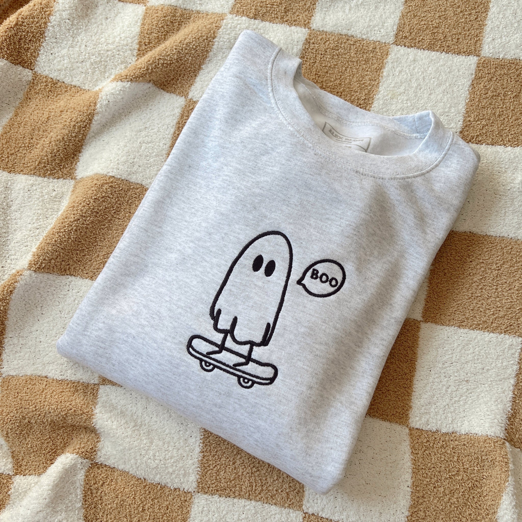 Albert the Skateboarding Ghost Embroidered Crewneck EMHA2608