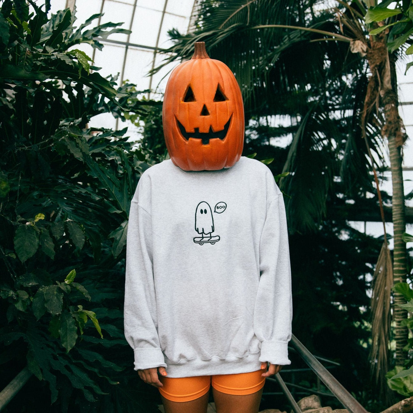 Albert the Skateboarding Ghost Embroidered Crewneck EMHA2608