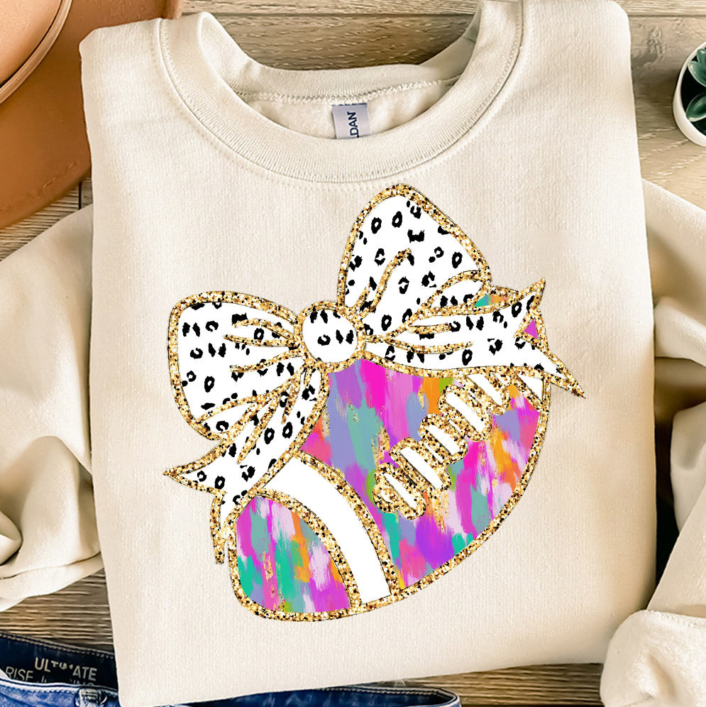 Amare Box Colorful Coquette Glitter Christmas Png, Pink Girls Football Bowl Crewneck, Brushstroke