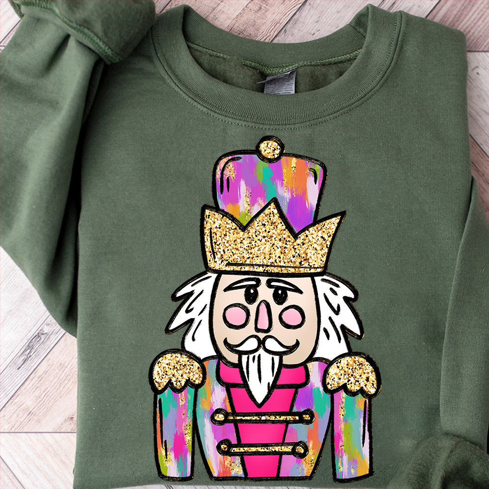 Amare Box Colorful Coquette Glitter Christmas Png, Pink Girls Nutcracker Crewneck, Brushstroke