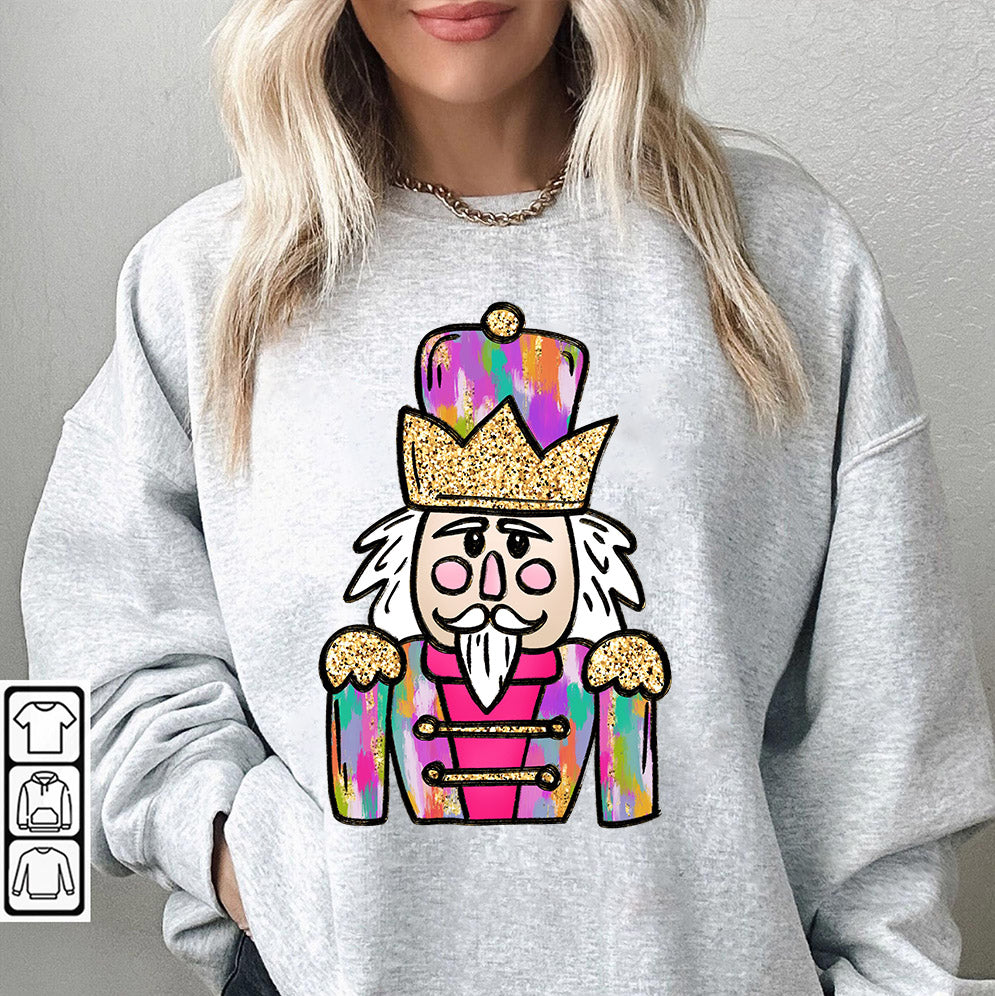 Amare Box Colorful Coquette Glitter Christmas Png, Pink Girls Nutcracker Crewneck, Brushstroke