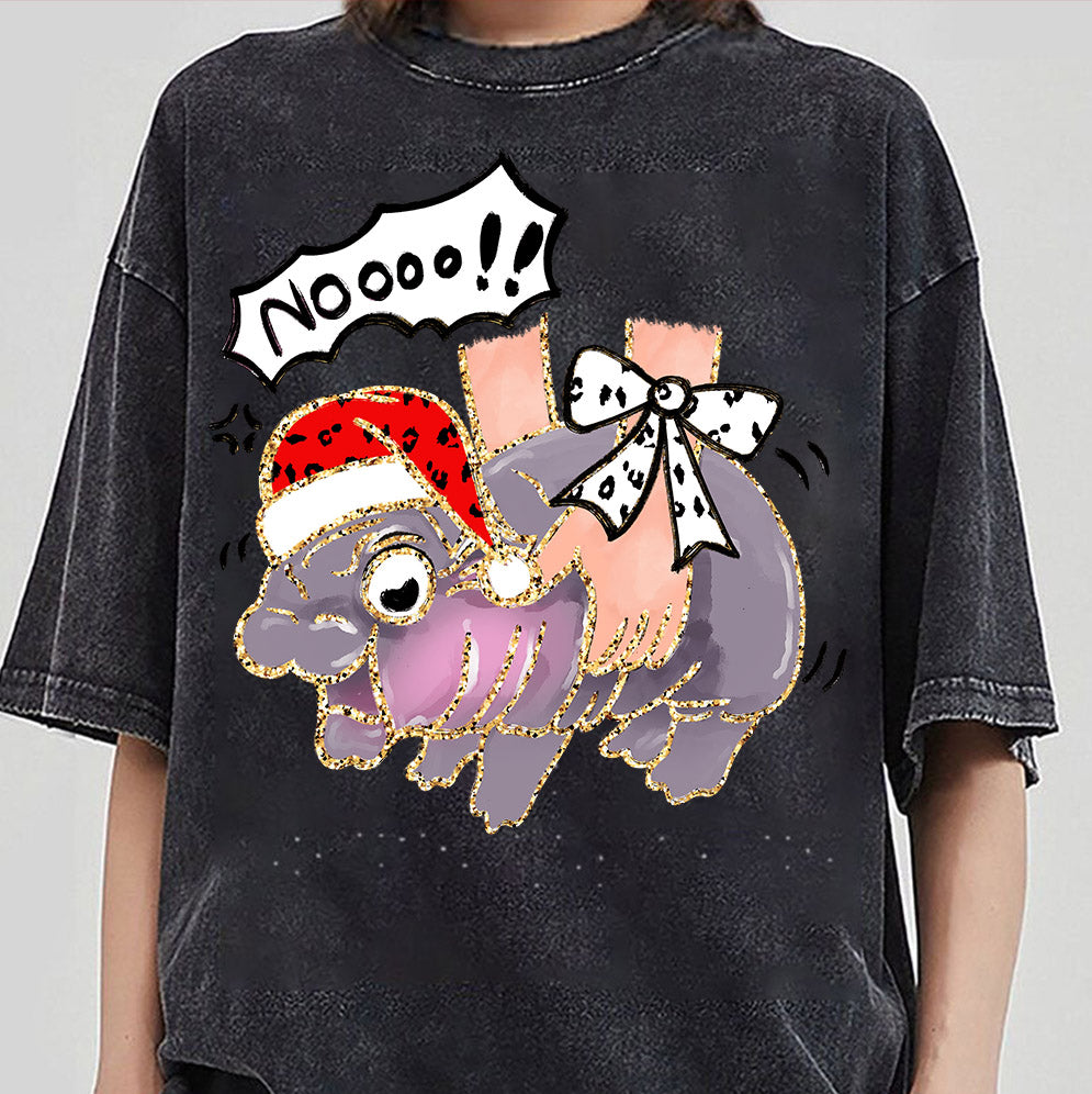 Amare Box Moo Deng Christmas Coquette Bow Png, Pink Girls Crewneck, Brushstroke