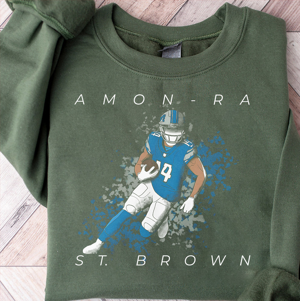 Amon-Ra St Brown Detroit Lions Crewneck Shirt, Perfect Gift for Lions Fans, Detroit Football