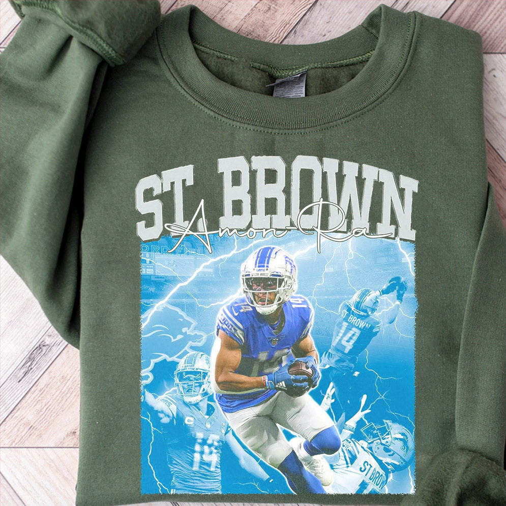 Amon-Ra St. Brown Vintage 90s Graphic Style T-Shirt, Custom Vintage Design, 90s Graphic Tee, Unisex, Retro, Gift, Detroit Lions Team T Shirt