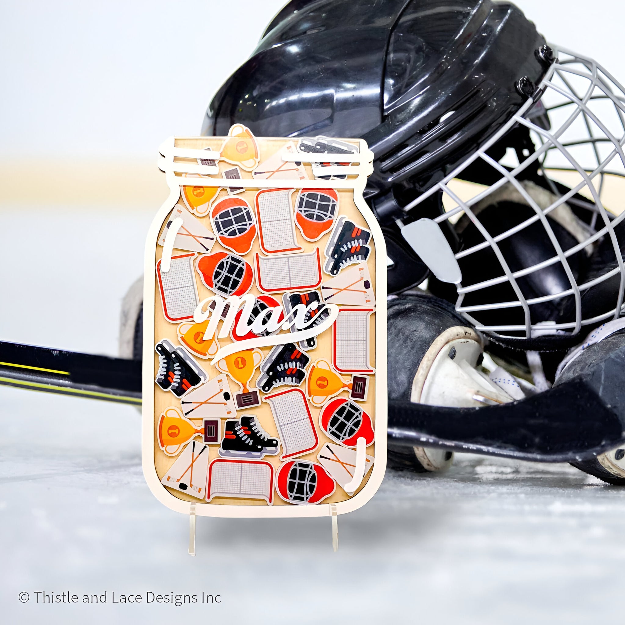 Hockey themed reward jar tokens, personalized reward jars, magnetic reward jar, ice hockey gift for boys, gift for kids, magnet reward jar rejar