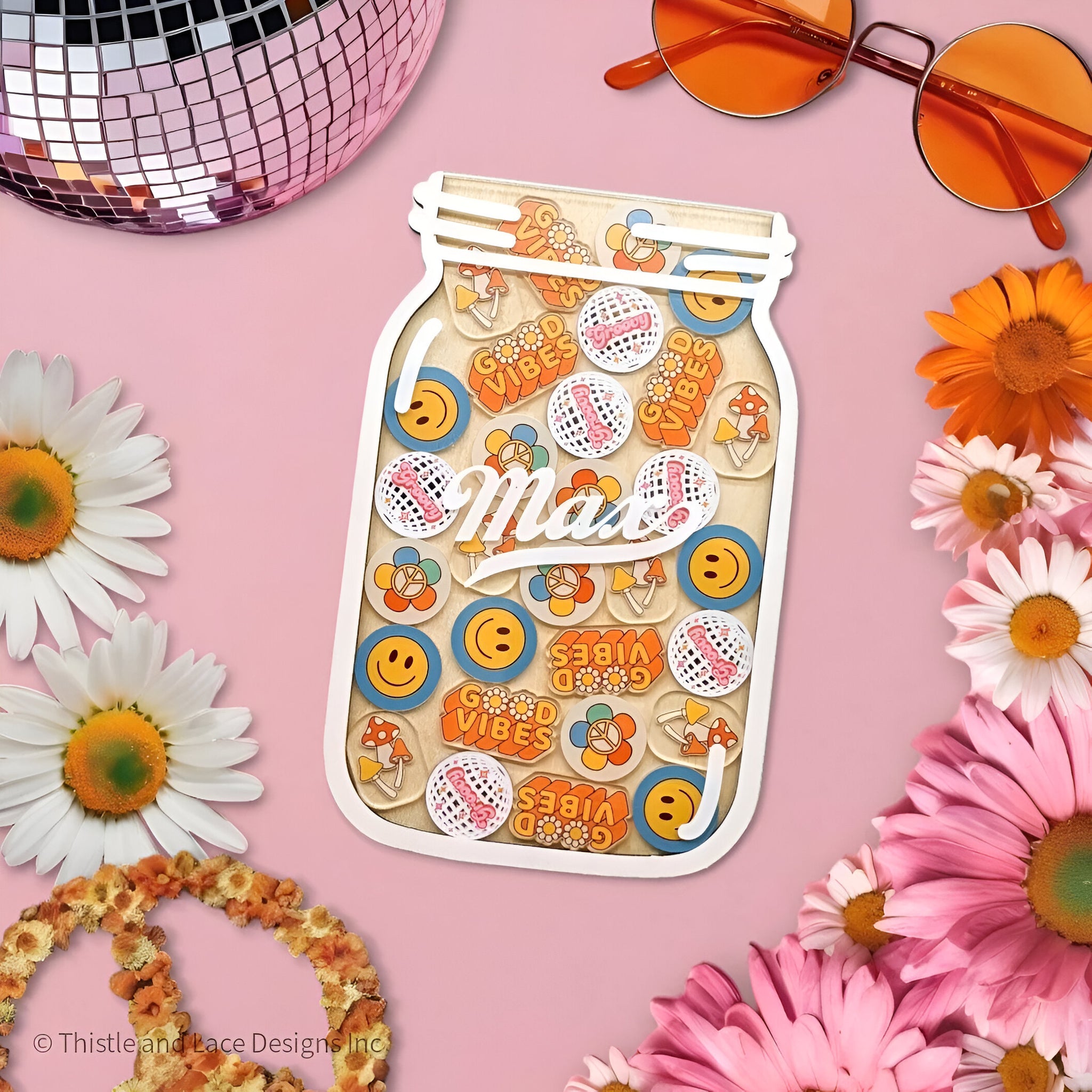 Groovy retro reward jar tokens, personalized reward jar, reward system, daisy reward tokens, reward chart, gift for kids, class reward jar rejar