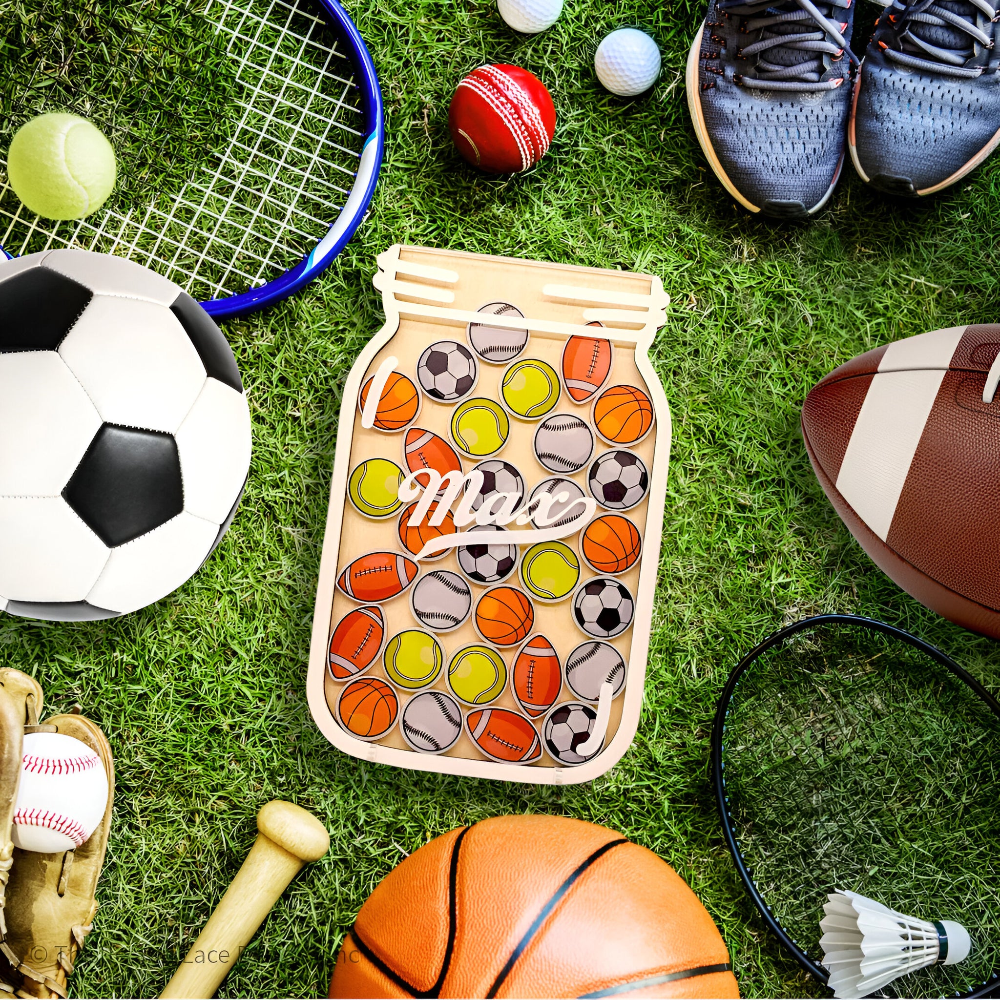 Sports themed reward jar tokens, personalized reward jars, magnetic reward jar, sport reward tokens, gift for kids, class reward jar magnet rejar