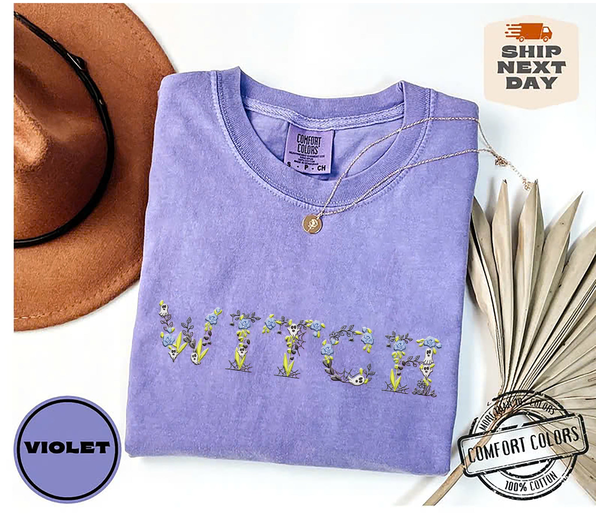 Halloween Spooky Floral  embroidery Shirt,  Ghost spider web Boo alphabet cobweb scary letters rose flower machine embroidery Shirt EMHA2708 02