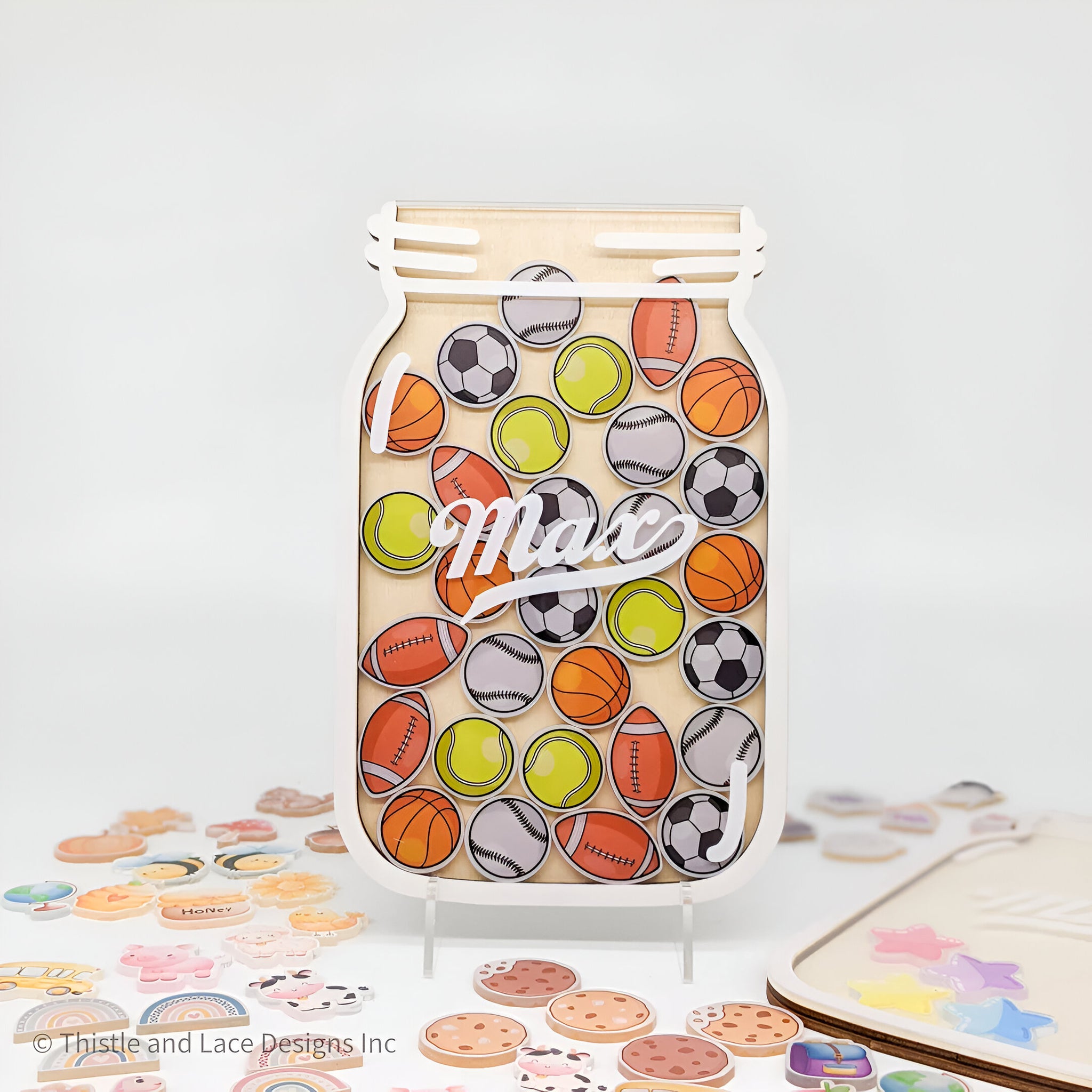 Sports themed reward jar tokens, personalized reward jars, magnetic reward jar, sport reward tokens, gift for kids, class reward jar magnet rejar