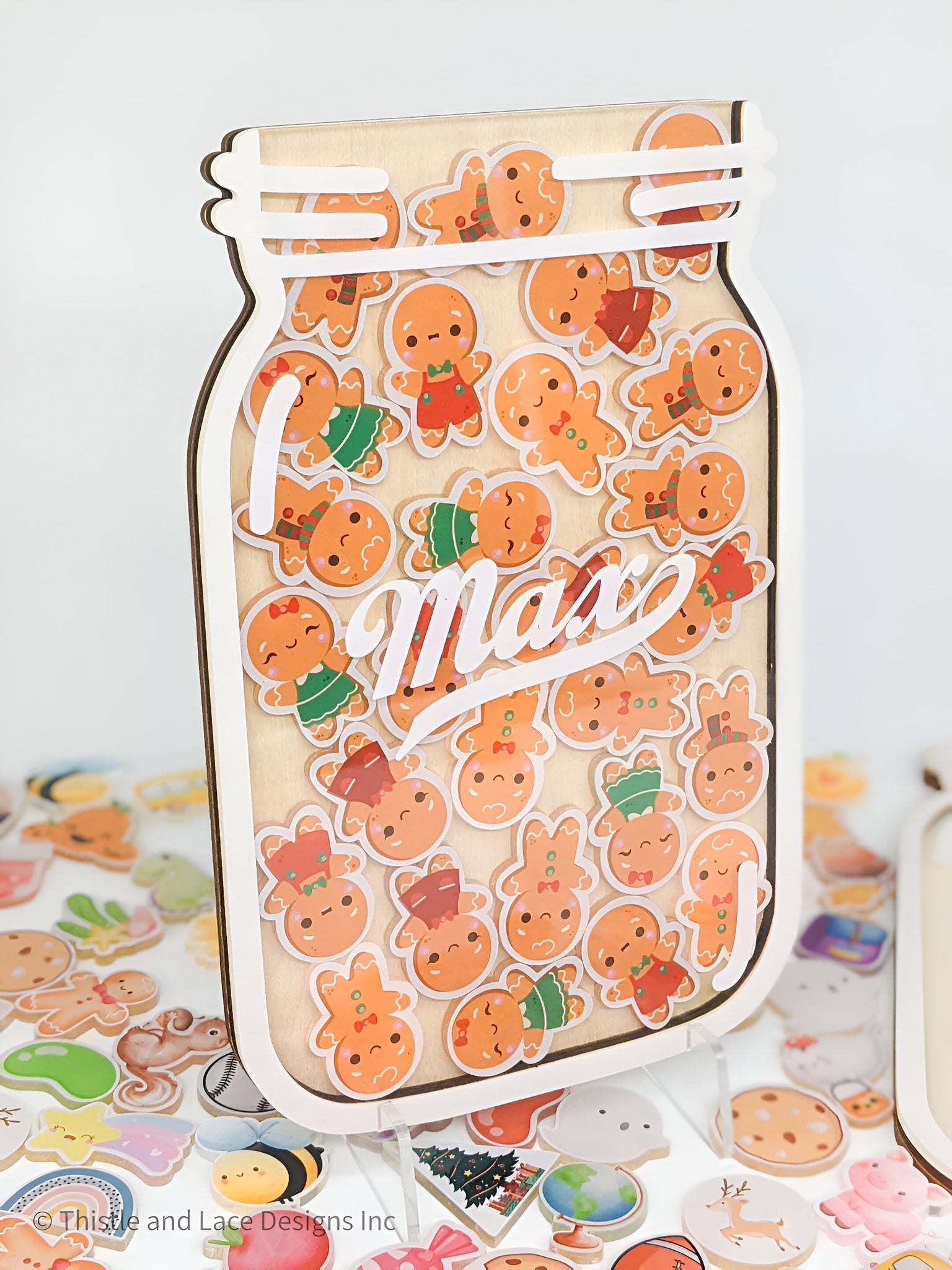 Gingerbread man jar reward jar tokens, personalized reward jar magnet, reward system, santa reward tokens, gift for kids, class reward jar rejar