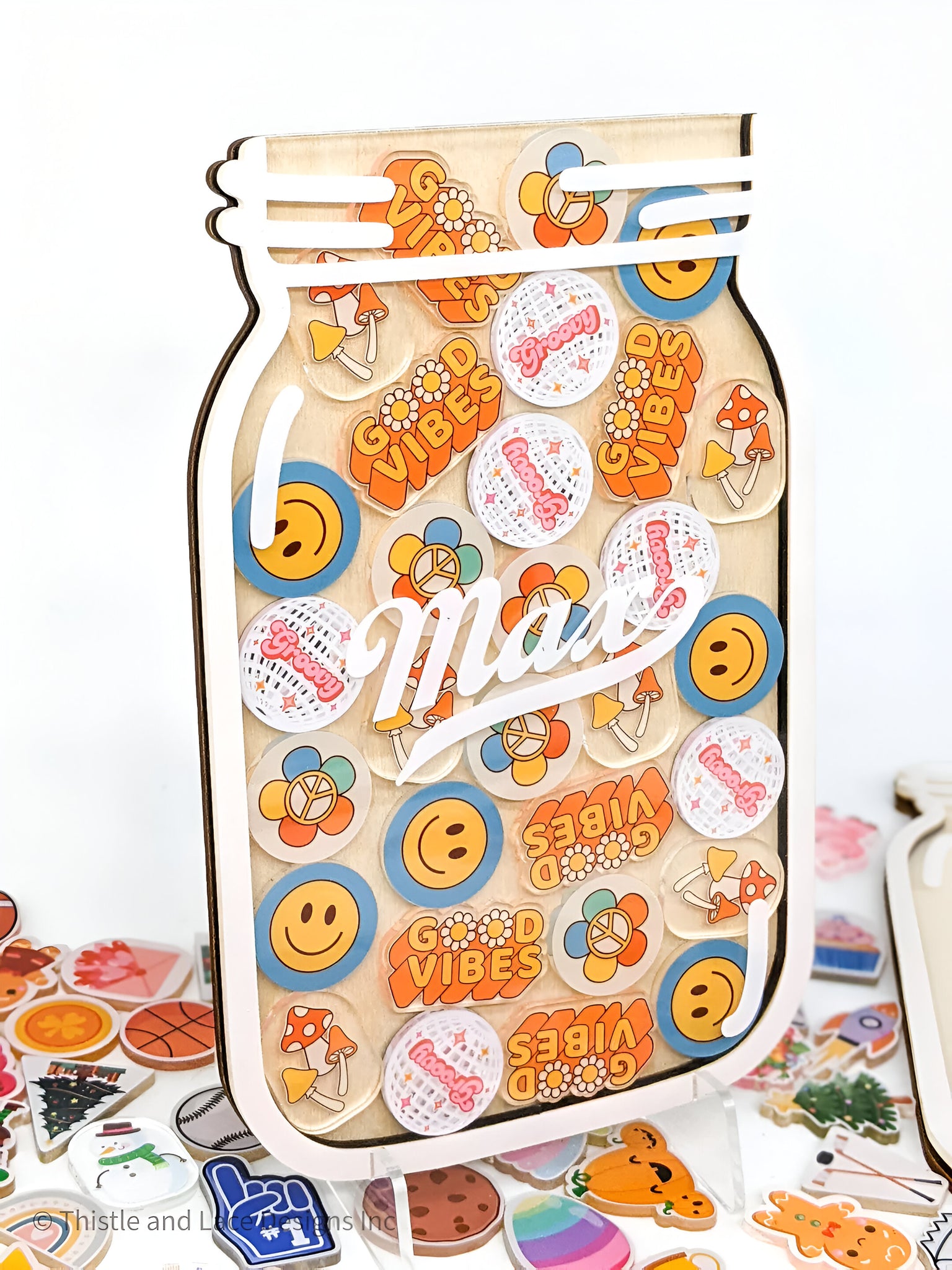 Groovy retro reward jar tokens, personalized reward jar, reward system, daisy reward tokens, reward chart, gift for kids, class reward jar rejar